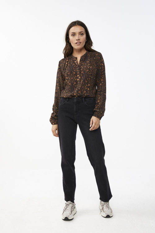 By-Bar Cato faded flower blouse – Jet black